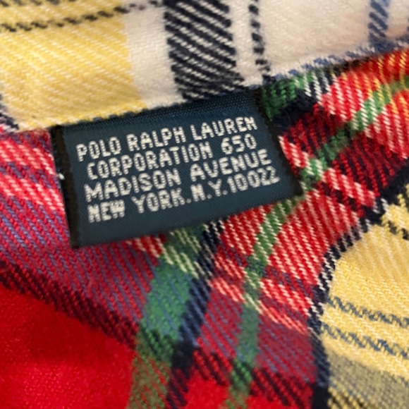 Ralph Lauren button down shirt, cotton flannel plaid, long sleeve, red, yellow M - Picture 11 of 11